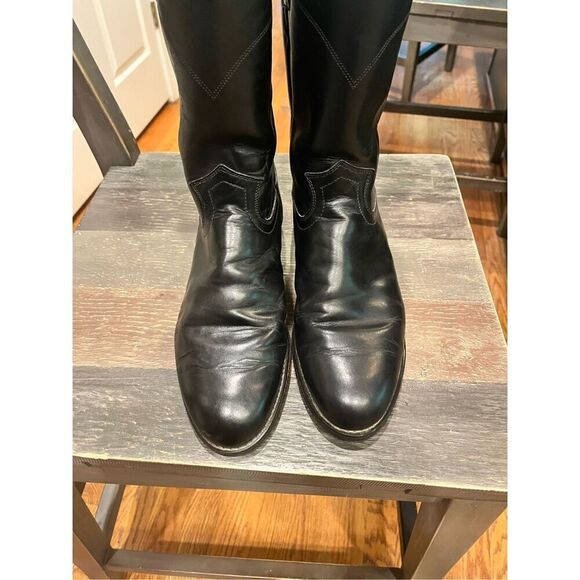 Justin Black Leather Mens 10” Corona Roper Boots sz 8-1/2EE EUC main image 3